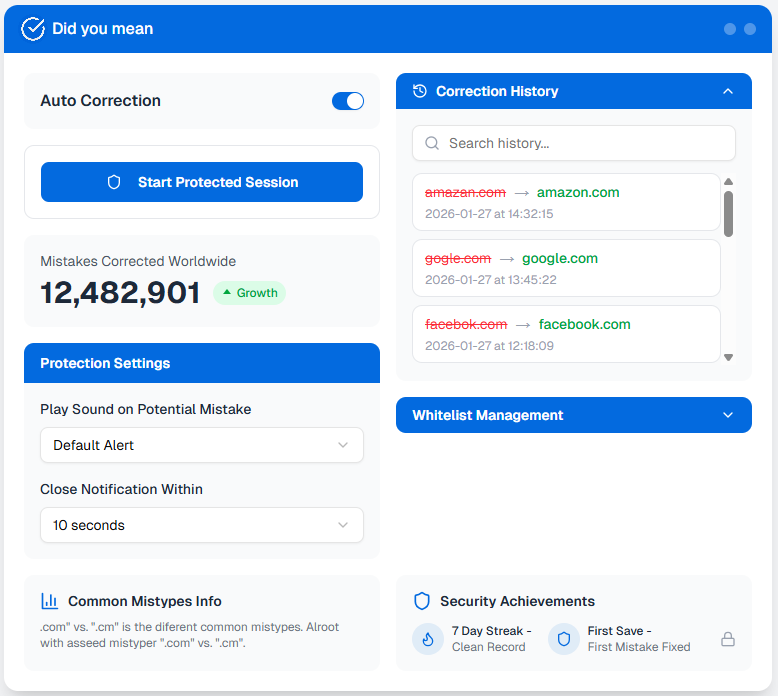 DidYouMean application settings