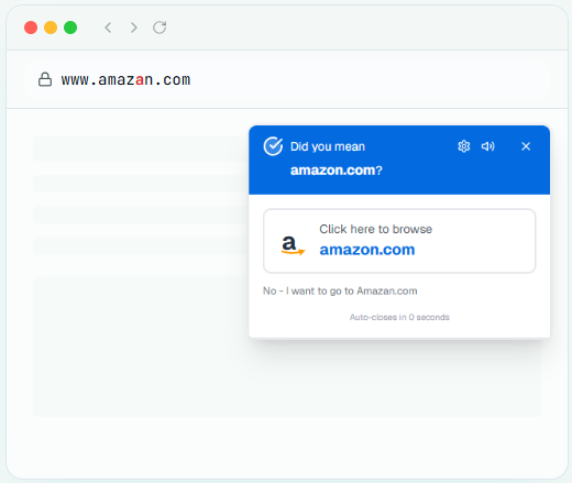 DidYouMean browser popup detecting typo